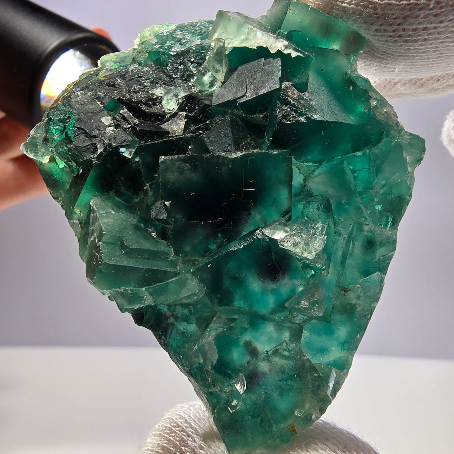 Seltene Phantom Fluorit Würfel Stufe parkettiert grün Okorusu Namibia 65*51*16mm