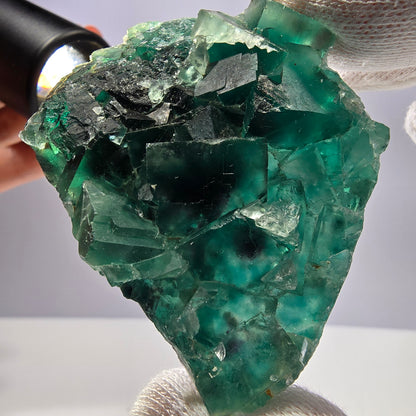 Seltene Phantom Fluorit Würfel Stufe parkettiert grün Okorusu Namibia 65*51*16mm