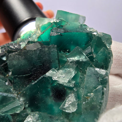 Seltene Phantom Fluorit Würfel Stufe parkettiert grün Okorusu Namibia 65*51*16mm