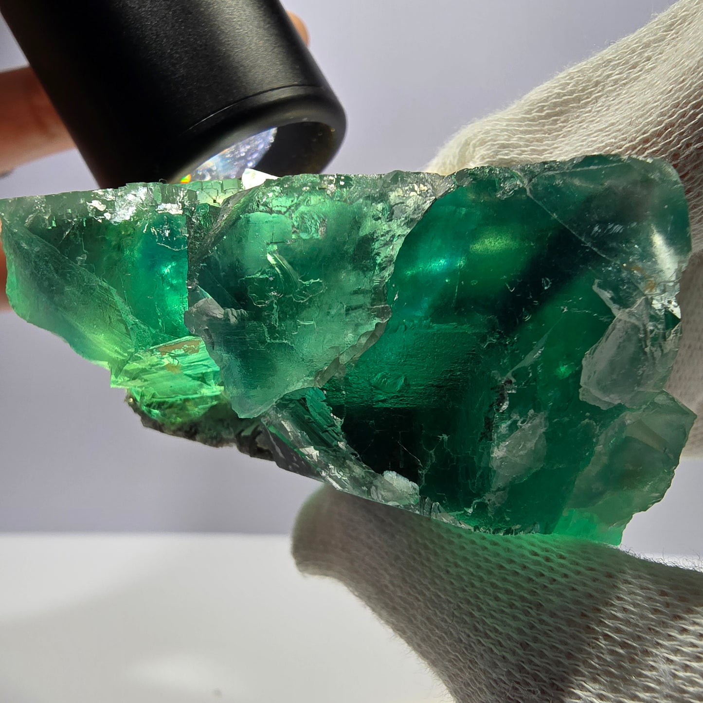 Rare spécimen de cube de fluorite fantôme, parqueté vert Okorusu, Namibie, 63 x 55 x 41 mm 