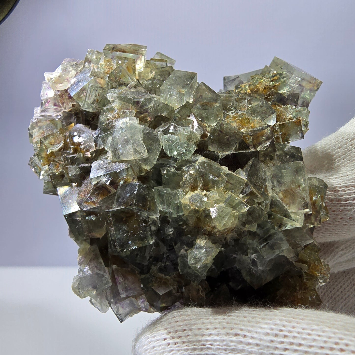 Phantom Fluorite Cube Specimen Double-Sided Green Purple Yellow Okorusu Namibia 72*64*33mm 