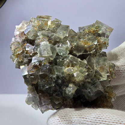 Phantom Fluorite Cube Specimen Double-Sided Green Purple Yellow Okorusu Namibia 72*64*33mm 