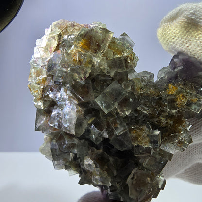 Phantom Fluorite Cube Specimen Double-Sided Green Purple Yellow Okorusu Namibia 72*64*33mm 