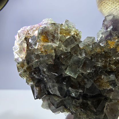 Phantom Fluorite Cube Specimen Double-Sided Green Purple Yellow Okorusu Namibia 72*64*33mm 