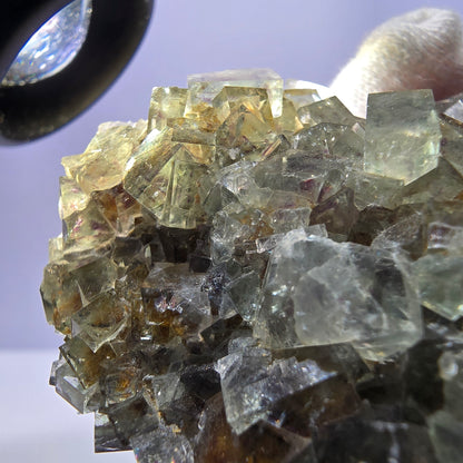 Phantom Fluorite Cube Specimen Double-Sided Green Purple Yellow Okorusu Namibia 72*64*33mm 