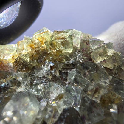 Phantom Fluorite Cube Specimen Double-Sided Green Purple Yellow Okorusu Namibia 72*64*33mm 