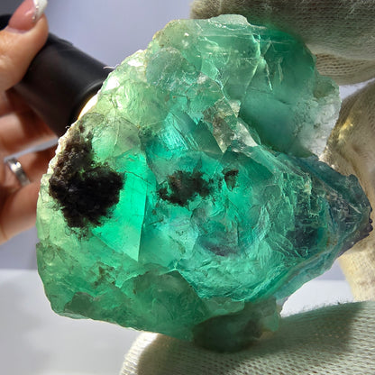 Phantom Fluorit Würfel Stufe parkettiert zonal Okorusu Namibia 78*60*37mm