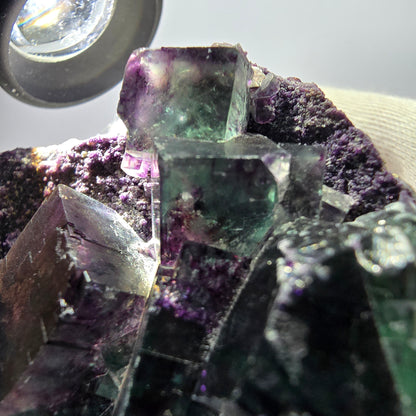 Phantom Fluorite Cube Specimen, double-sided green purple Okorusu Namibia 76*55*41mm 