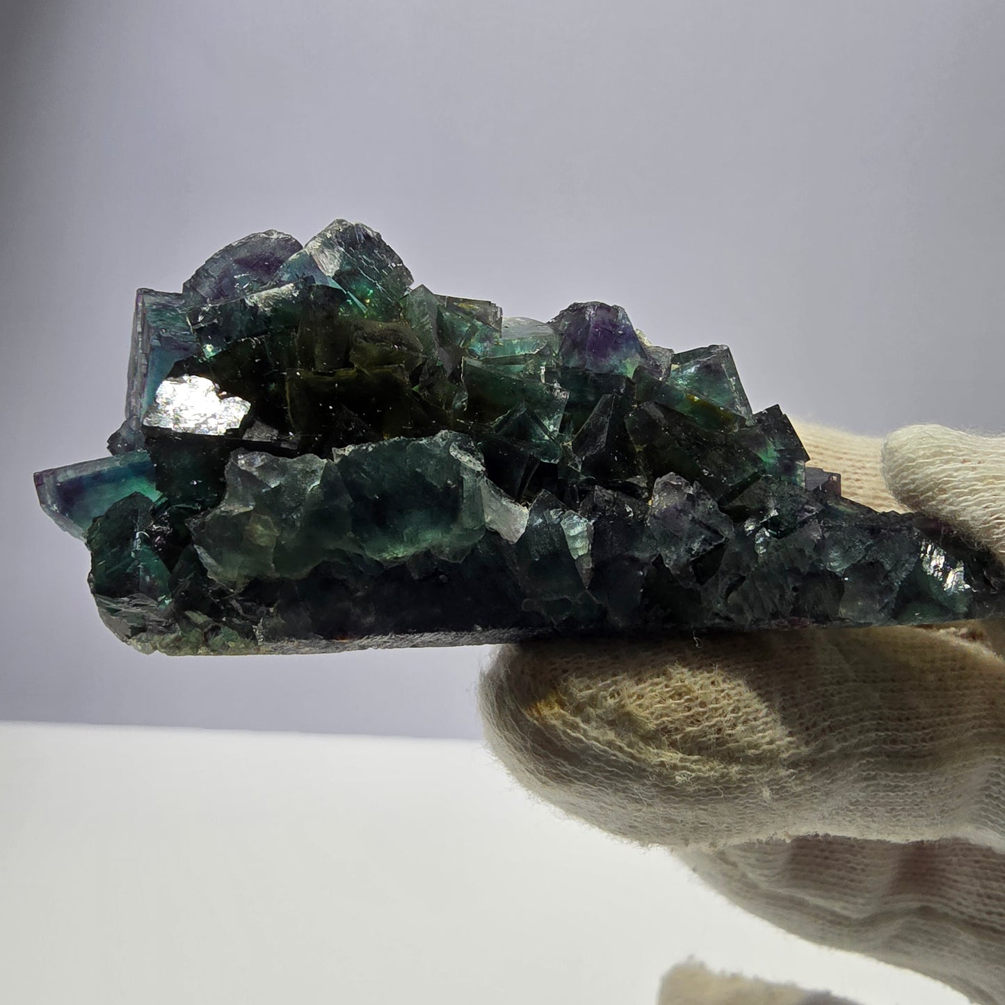 Seltene Phantom Fluorit Würfel Stufe, grün lila Okorusu Namibia 80*24*32mm