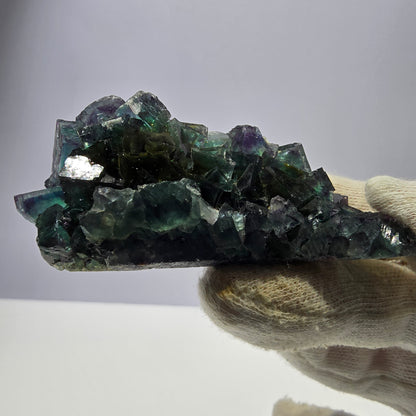Seltene Phantom Fluorit Würfel Stufe, grün lila Okorusu Namibia 80*24*32mm