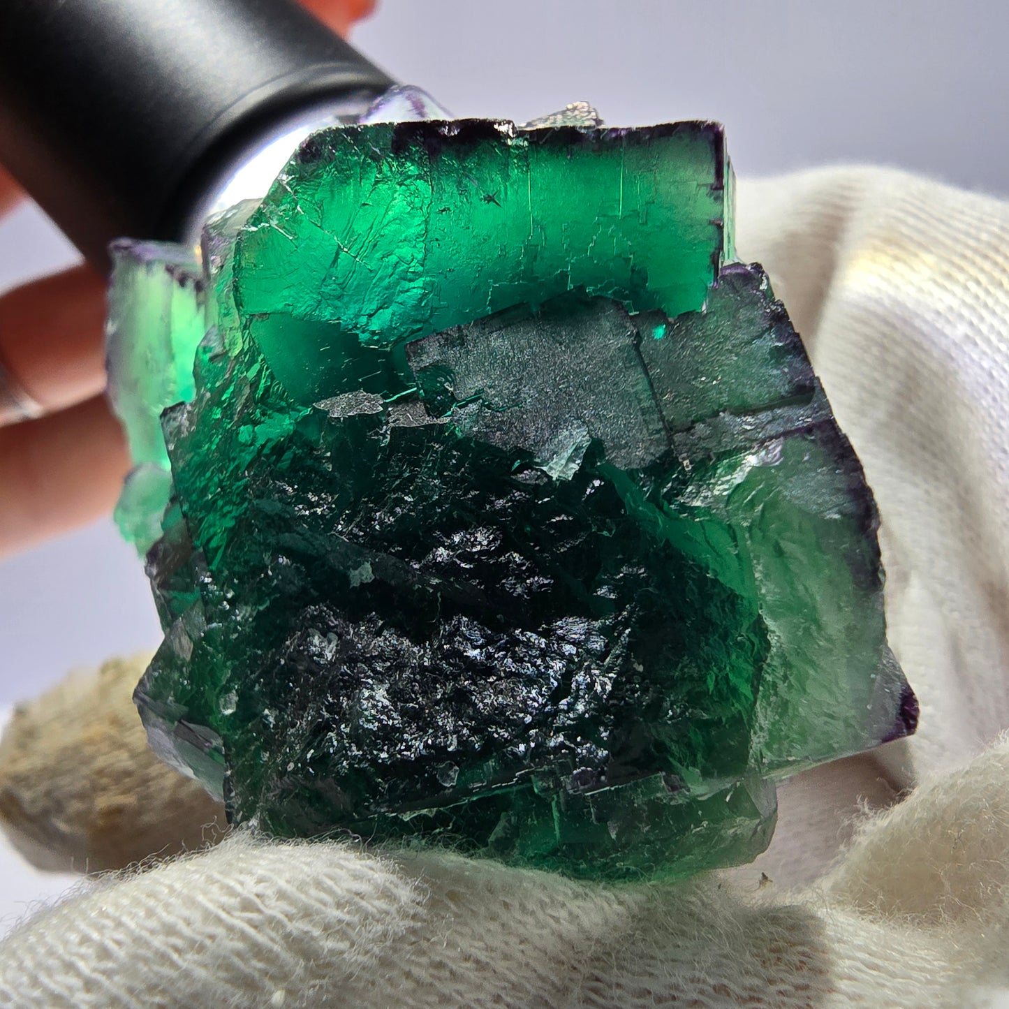 Phantom Fluorit Würfel Stufe parkettiert zonal Okorusu Namibia 63*45*28mm
