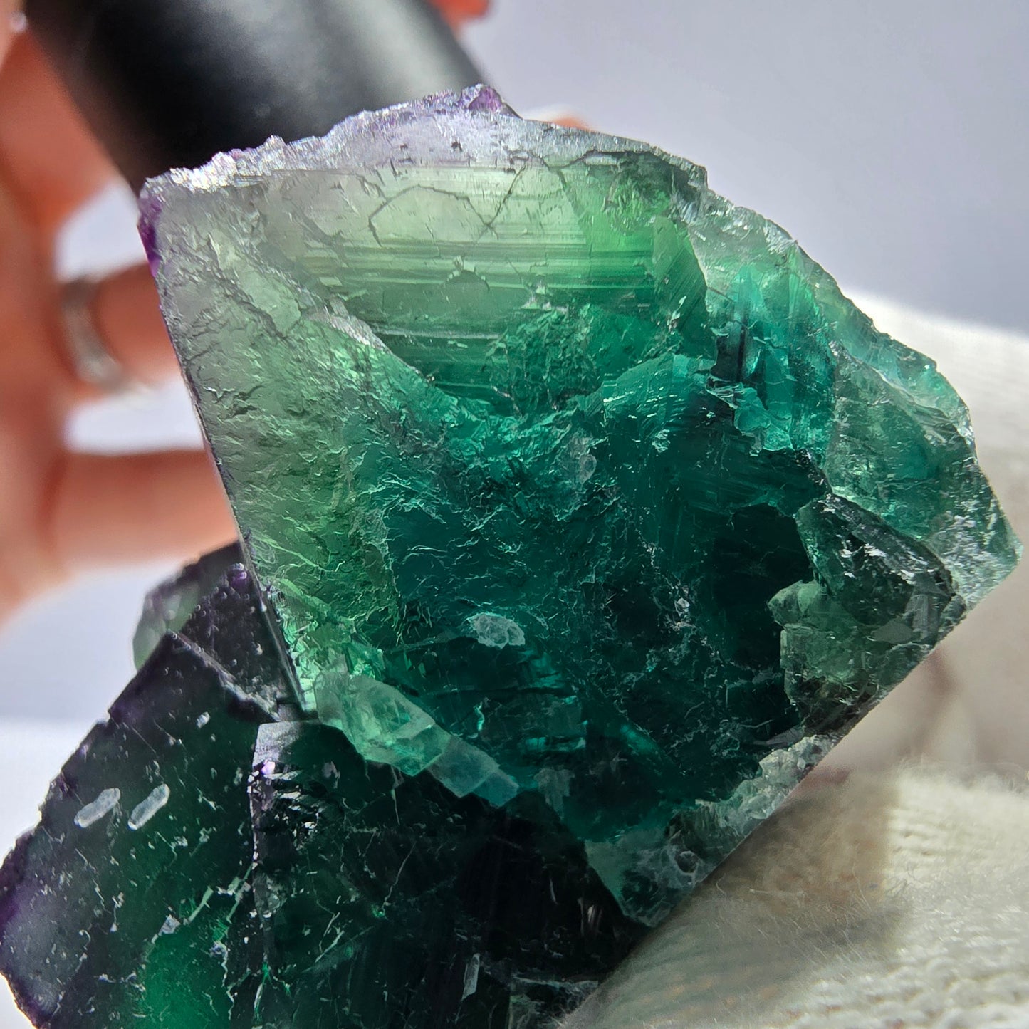 Phantom Fluorit Würfel Stufe parkettiert zonal Okorusu Namibia 63*45*28mm