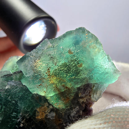 Rare spécimen de cube de fluorite fantôme, parqueté vert Okorusu, Namibie, 47 x 31 x 28 mm 