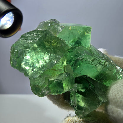 Seltene Phantom Fluorit Würfel Stufe parkettiert grün Okorusu Namibia 52*40*23mm