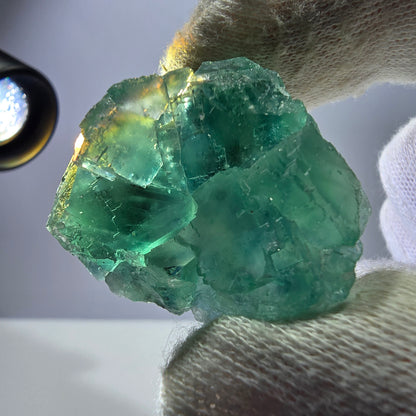 Rare spécimen de cube de fluorite fantôme, parqueté vert Okorusu, Namibie, 38 x 33 x 21 mm 