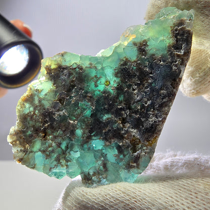 Rare spécimen de cube de fluorite fantôme, parqueté vert Okorusu, Namibie, 62 x 39 x 19 mm 