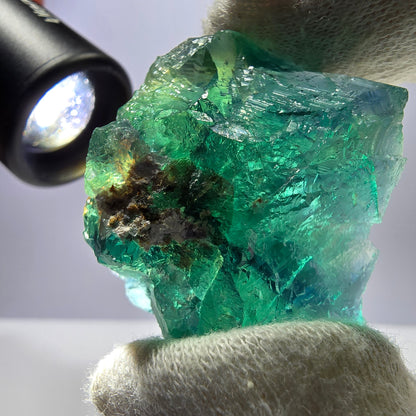 Rare spécimen de cube de fluorite fantôme, parqueté vert Okorusu, Namibie, 36 x 35 x 31 mm 