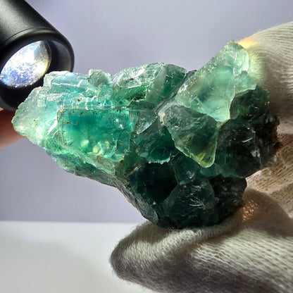 Rare spécimen de cube de fluorite fantôme, parqueté vert Okorusu, Namibie, 59 x 36 x 22 mm 
