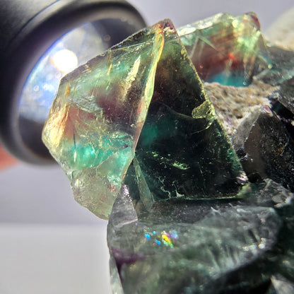 Cube de fluorite fantôme étagé vert violet Okorusu Namibie 47 x 44 x 16 mm 