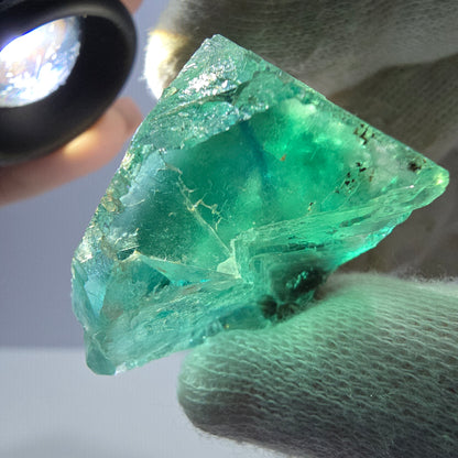 Rare spécimen de cube de fluorite fantôme, parqueté vert Okorusu, Namibie, 40 x 33 x 23 mm 