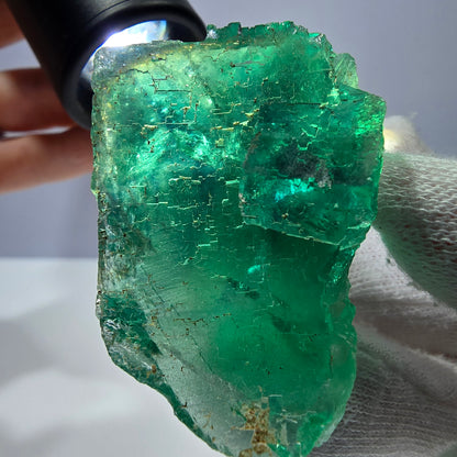 Rare spécimen de cube de fluorite fantôme, parqueté vert Okorusu, Namibie, 55 x 36 x 23 mm 