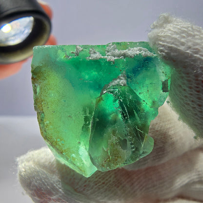 Rare spécimen de cube de fluorite fantôme, parqueté vert Okorusu, Namibie, 39 x 33 x 32 mm 