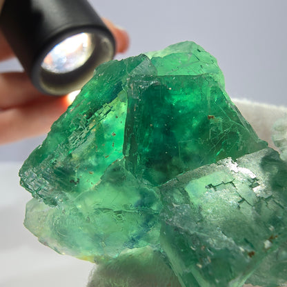 Rare spécimen de cube de fluorite fantôme, parqueté vert Okorusu, Namibie, 47 x 42 x 25 mm 