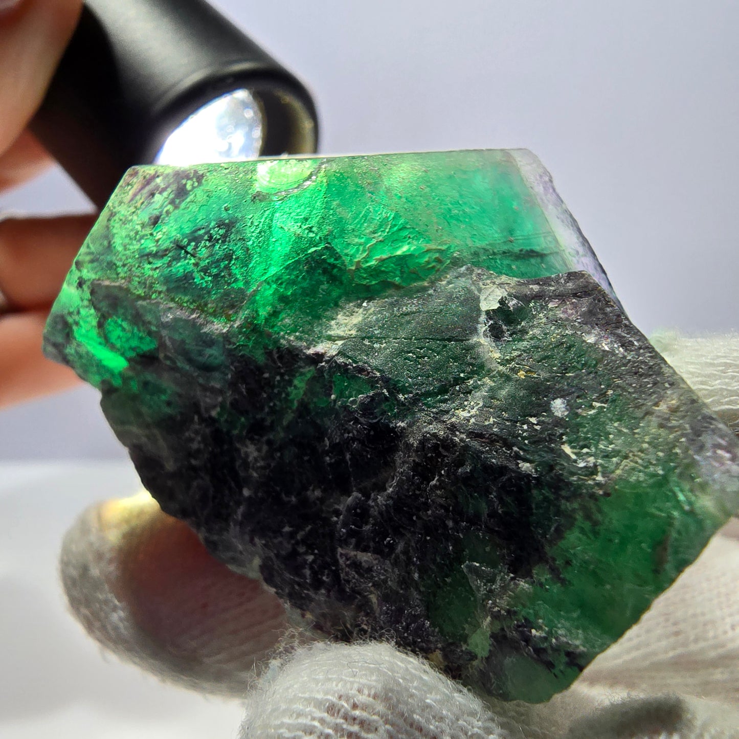 Phantom Fluorit Würfel Stufe, hexagonal grün lila Erongo, Namibia 62*41*32mm