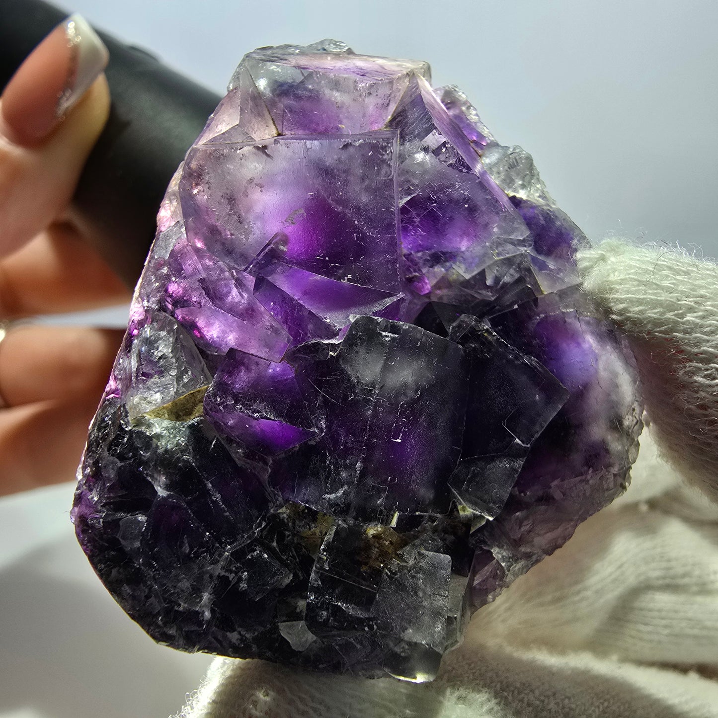 Seltene Phantom Fluorit Würfel Stufe, lila Okorusu, Namibia 48*39*16mm