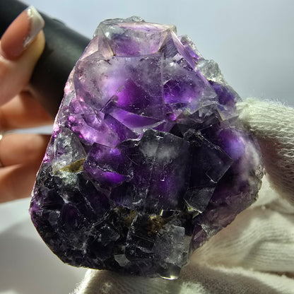 Seltene Phantom Fluorit Würfel Stufe, lila Okorusu, Namibia 48*39*16mm