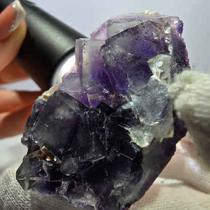 Seltene Phantom Fluorit Würfel Stufe, lila Okorusu, Namibia 48*39*16mm