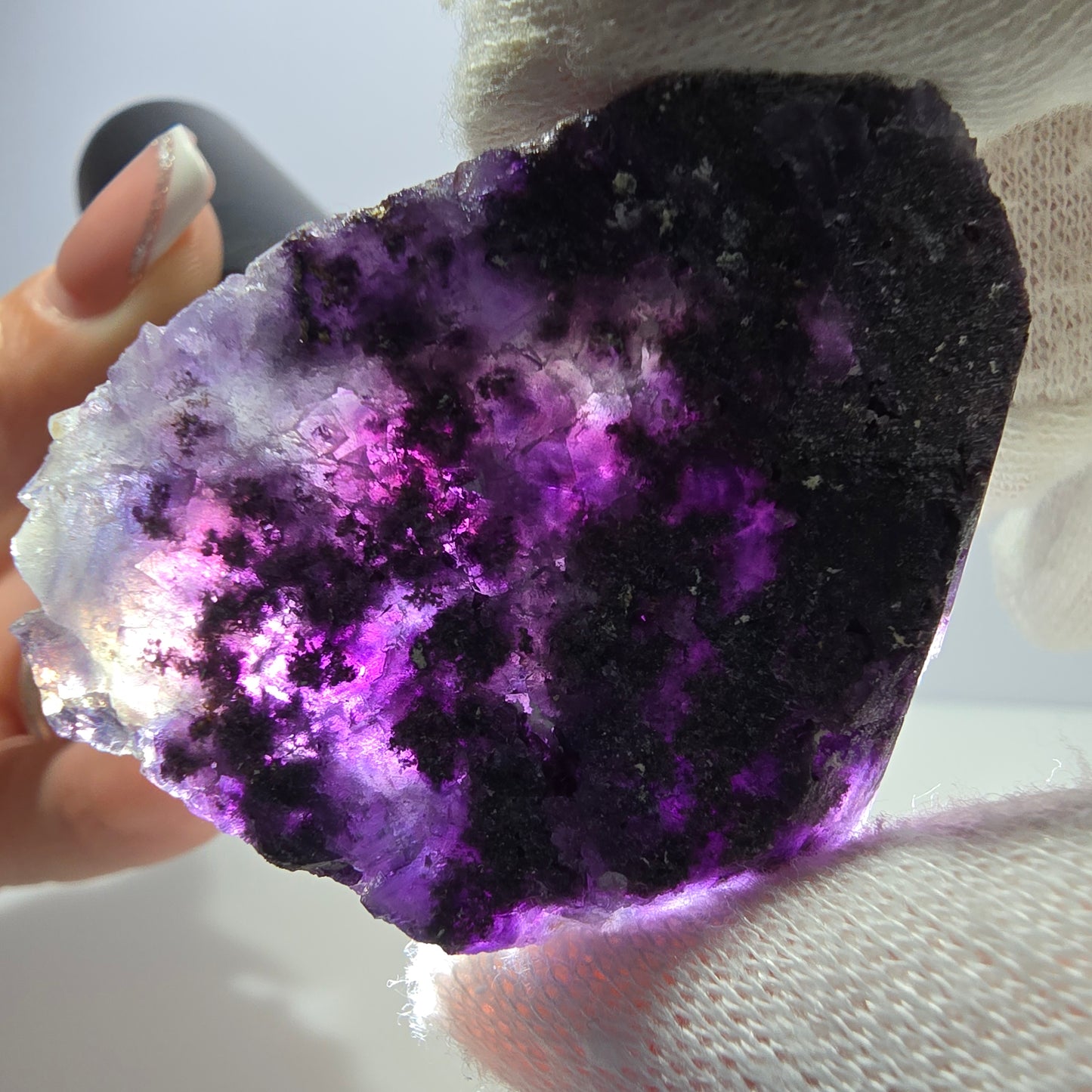 Seltene Phantom Fluorit Würfel Stufe, lila Okorusu, Namibia 48*39*16mm