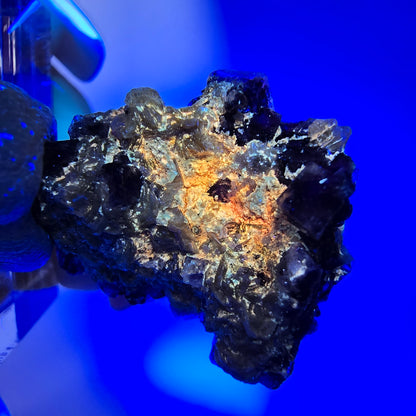 Bunte Phantom Fluorit Würfel, Muskovit Stufe Erongo, Namibia 25*18*11mm