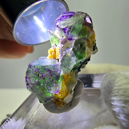 Cube de fluorite fantôme, spécimen de tourmaline scholle muscovite, Erongo, Namibie, 23 x 12 x 13 mm 