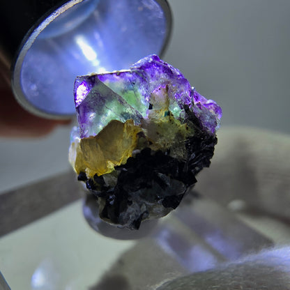 Cube de fluorite fantôme, spécimen de tourmaline scholle muscovite, Erongo, Namibie, 23 x 12 x 13 mm 