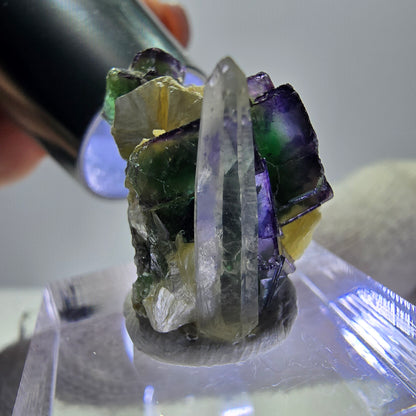 Cubes de fluorite fantôme, muscovite, quartz fumé, hyalite, Erongo, Namibie, 20 x 17 x 16 mm 