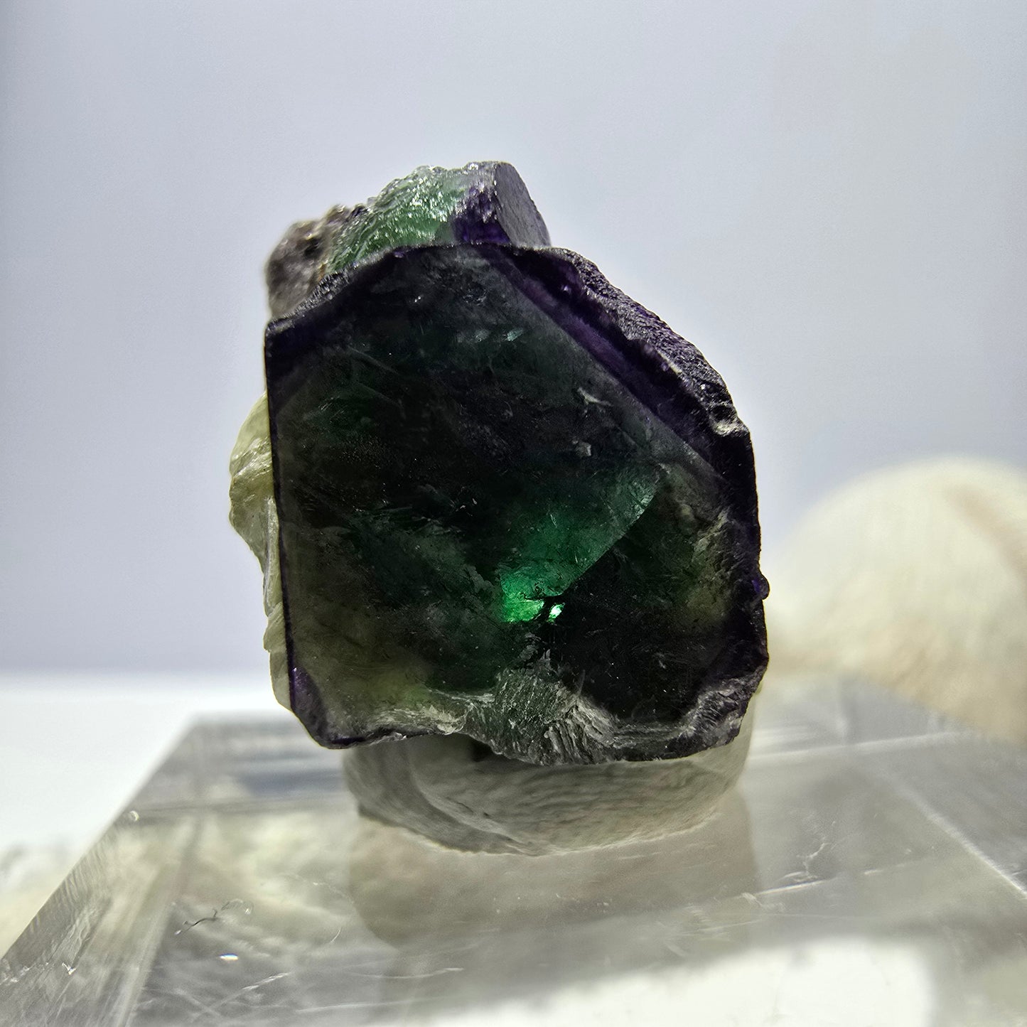 Phantom Fluorit Würfel zonal, Muskovit Stufe Erongo, Namibia 20*13*17mm