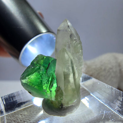 Cube de fluorite fantôme, spécimen de quartz fumé, Erongo, Namibie, 19 x 10 x 12 mm 