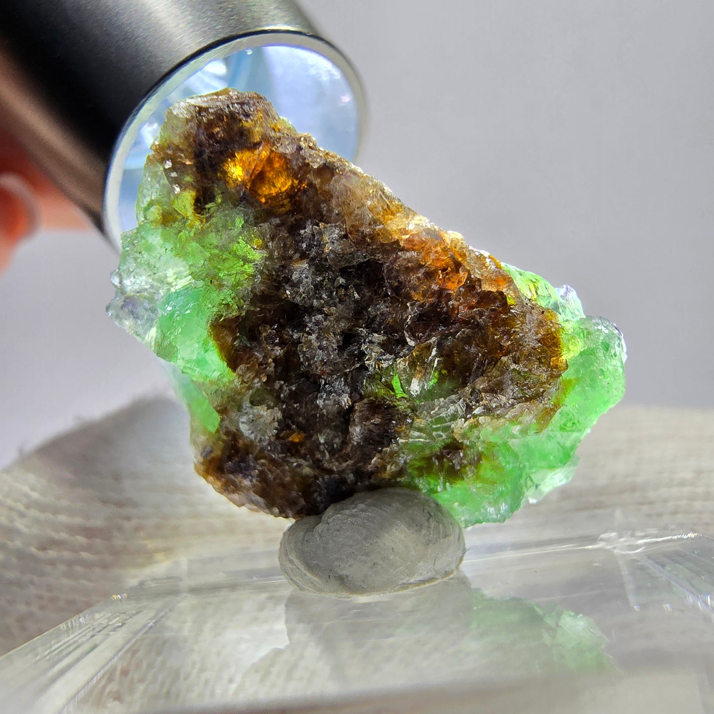 Phantom Fluorit Würfel zonal, grün braun lila Erongo, Namibia 24*17*13mm