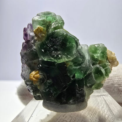 Cube de fluorite fantôme, spécimen hexagonal de tourmaline muscovite Schorl, Erongo, Namibie, 32 x 27 x 19 mm 