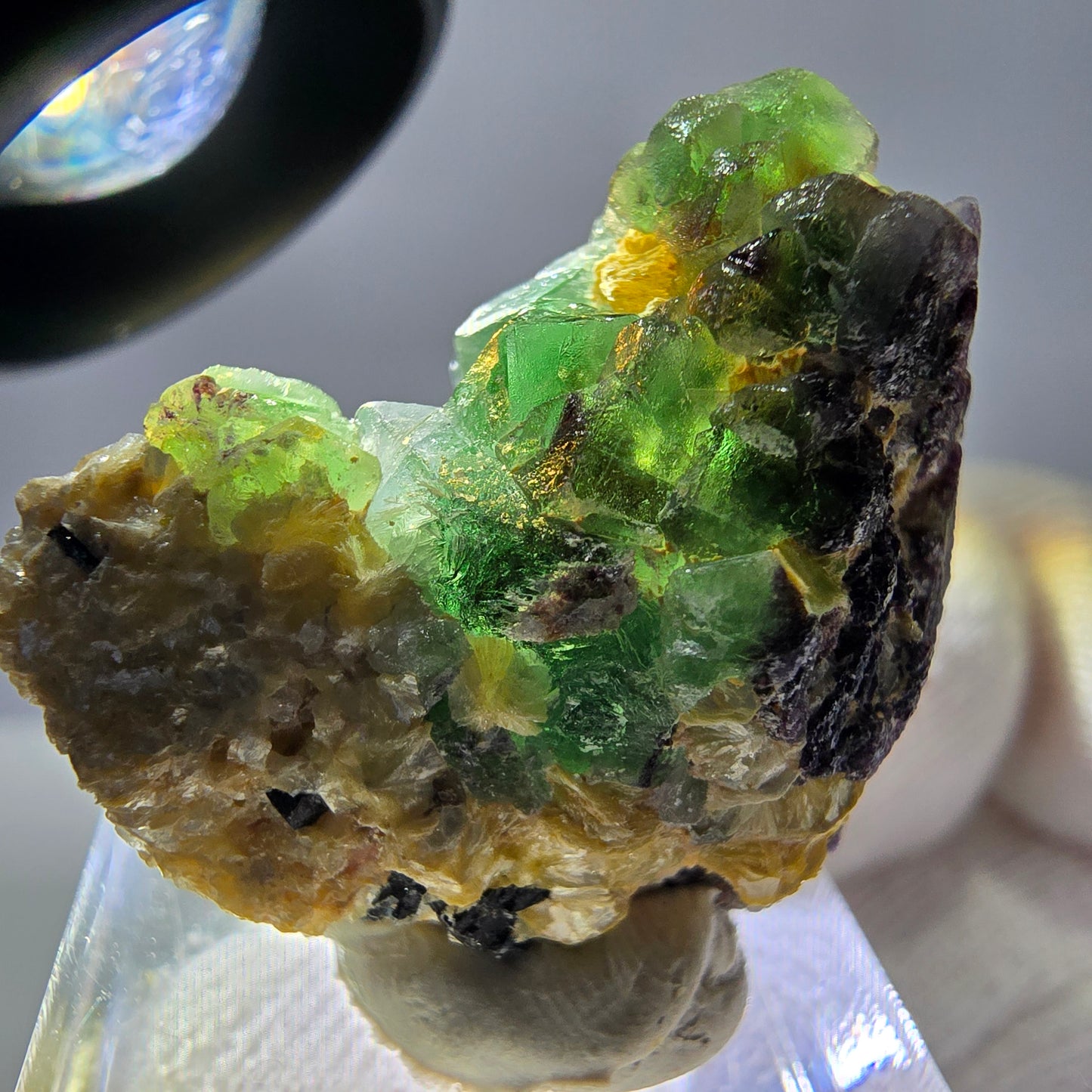 Cube de fluorite fantôme, spécimen hexagonal de tourmaline muscovite Schorl, Erongo, Namibie, 32 x 27 x 19 mm 