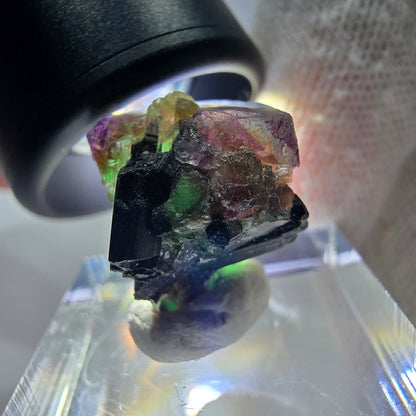 Cubes de fluorite fantôme colorés, spécimen de tourmaline Schorl, Erongo, Namibie, 17 x 16 x 13 mm 