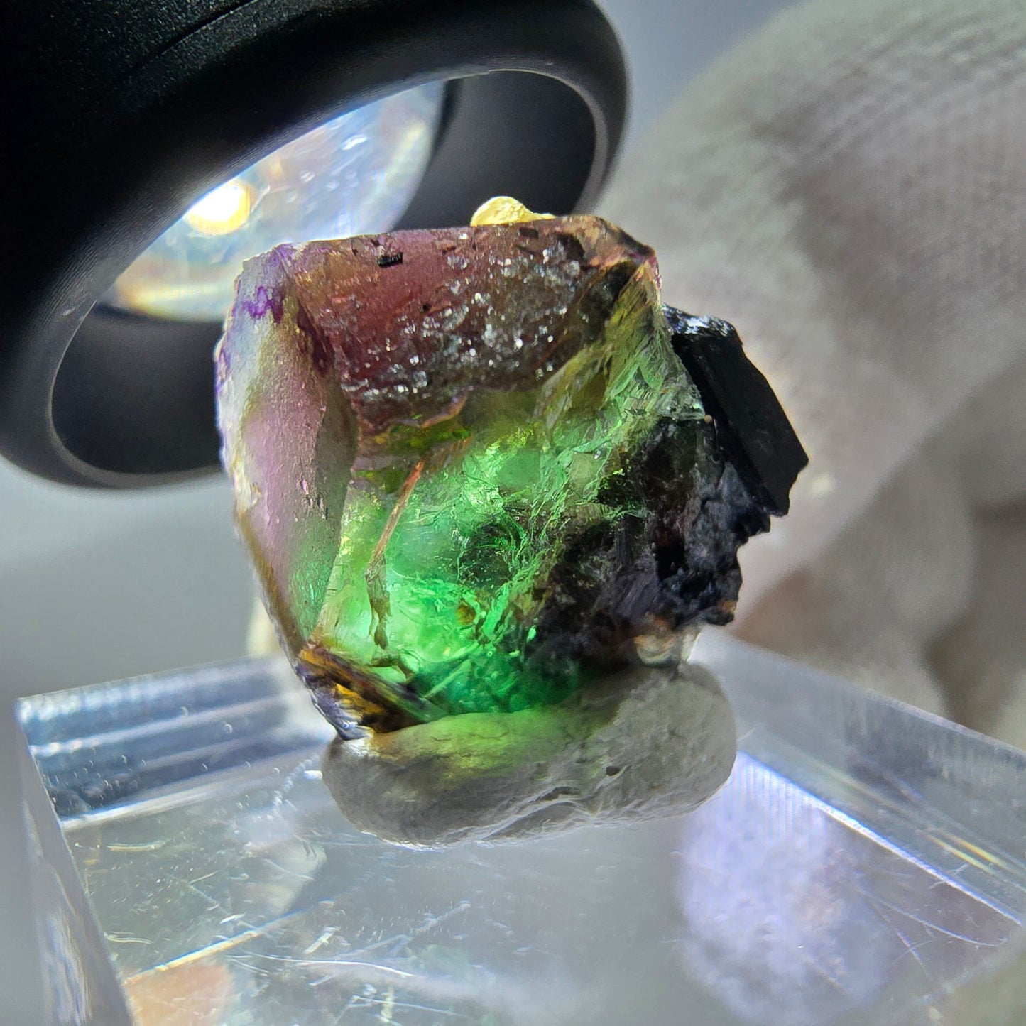 Cubes de fluorite fantôme colorés, spécimen de tourmaline Schorl, Erongo, Namibie, 17 x 16 x 13 mm 
