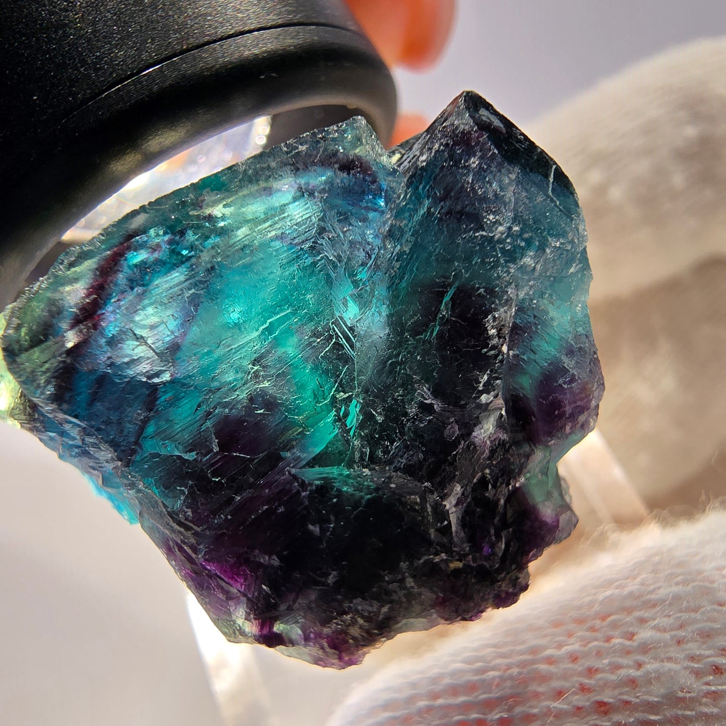 Spécimen de cube de fluorite fantôme, zonal – Nouvelle découverte ! Okorusu, Namibie, 33 x 31 x 21 mm 