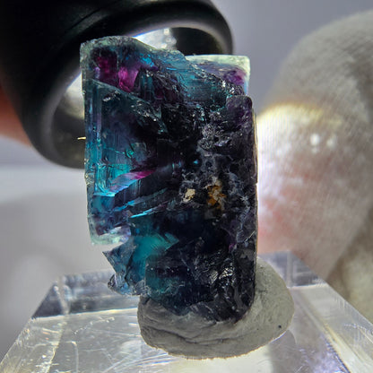 Spécimen de cube de fluorite fantôme, zonal – Nouvelle découverte ! Okorusu, Namibie, 26 x 16 x 16 mm 