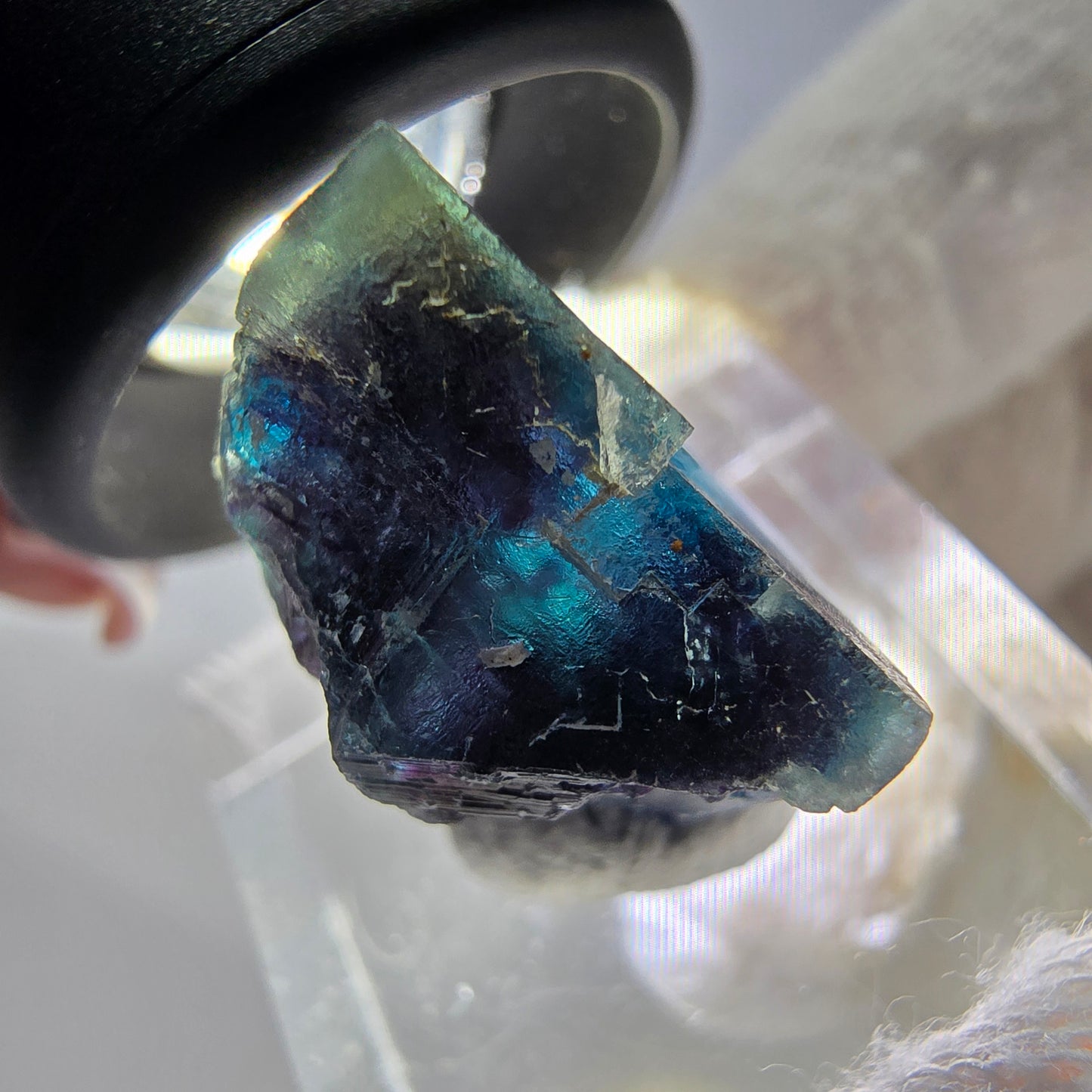 Spécimen de cube de fluorite fantôme, zonal – Nouvelle découverte ! Okorusu, Namibie, 24 x 23 x 12 mm 