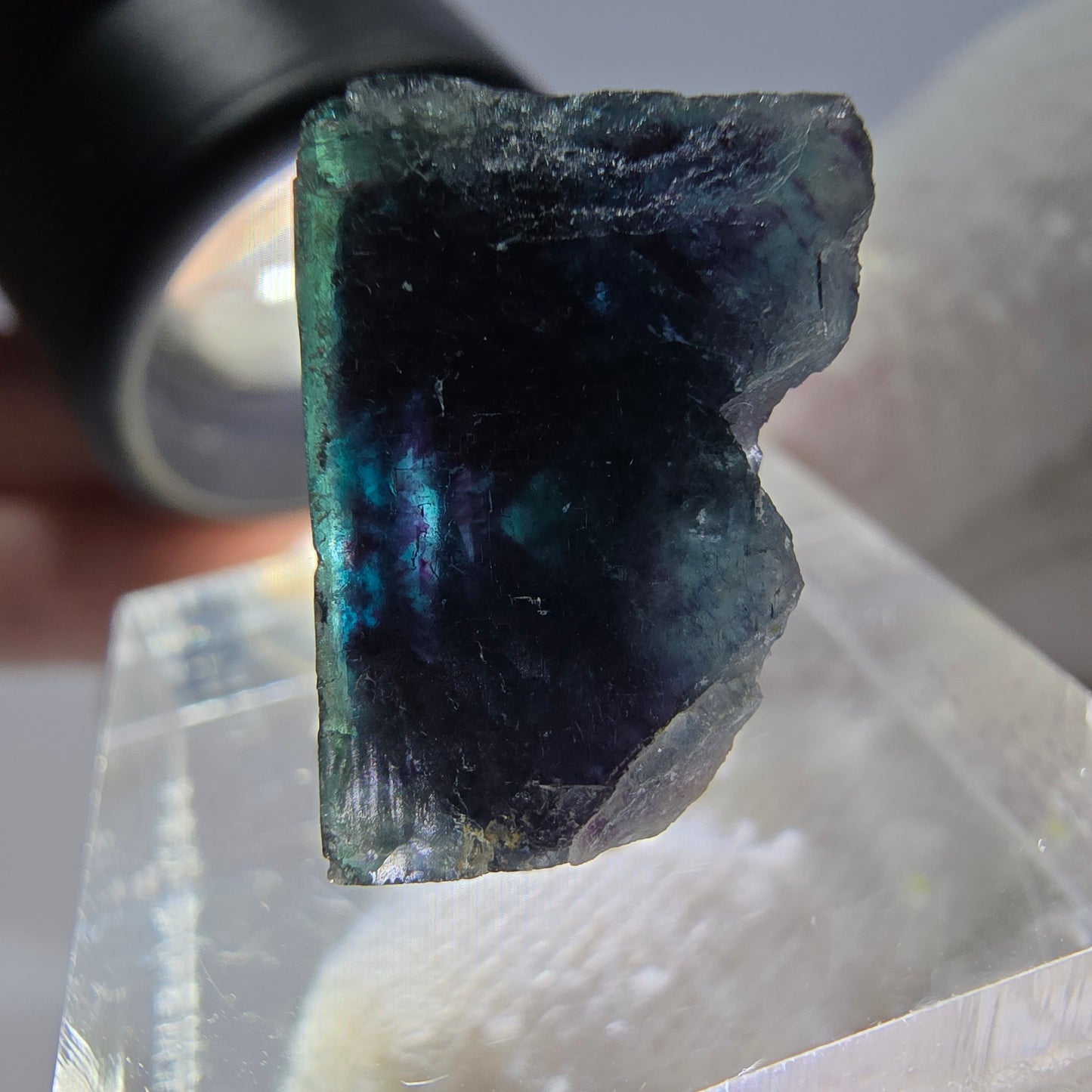 Spécimen de cube de fluorite fantôme, zonal – Nouvelle découverte ! Okorusu, Namibie, 24 x 19 x 12 mm 