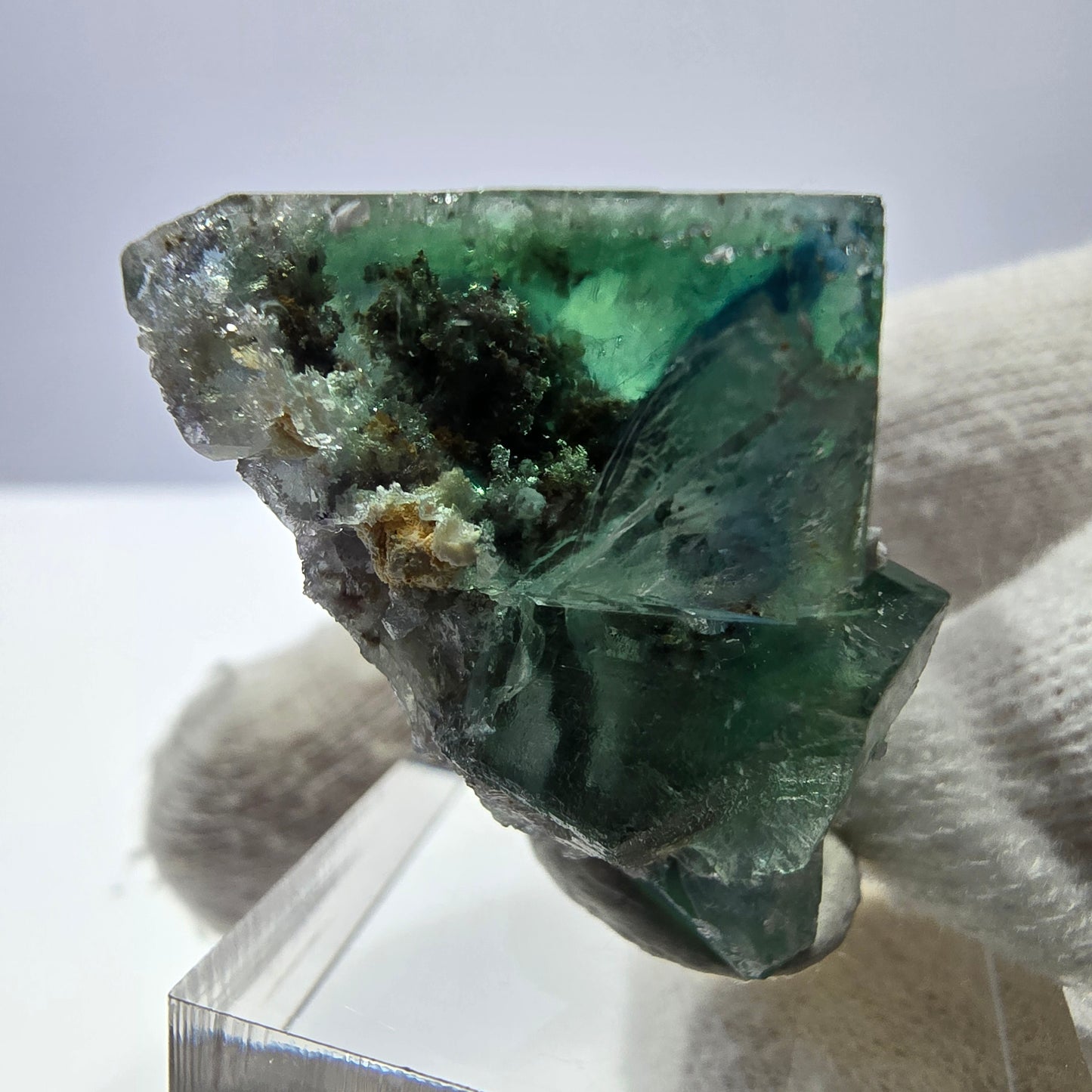 Spécimen de cube de fluorite fantôme très clair, vert turquoise Okorusu, Namibie 35*32*21mm 