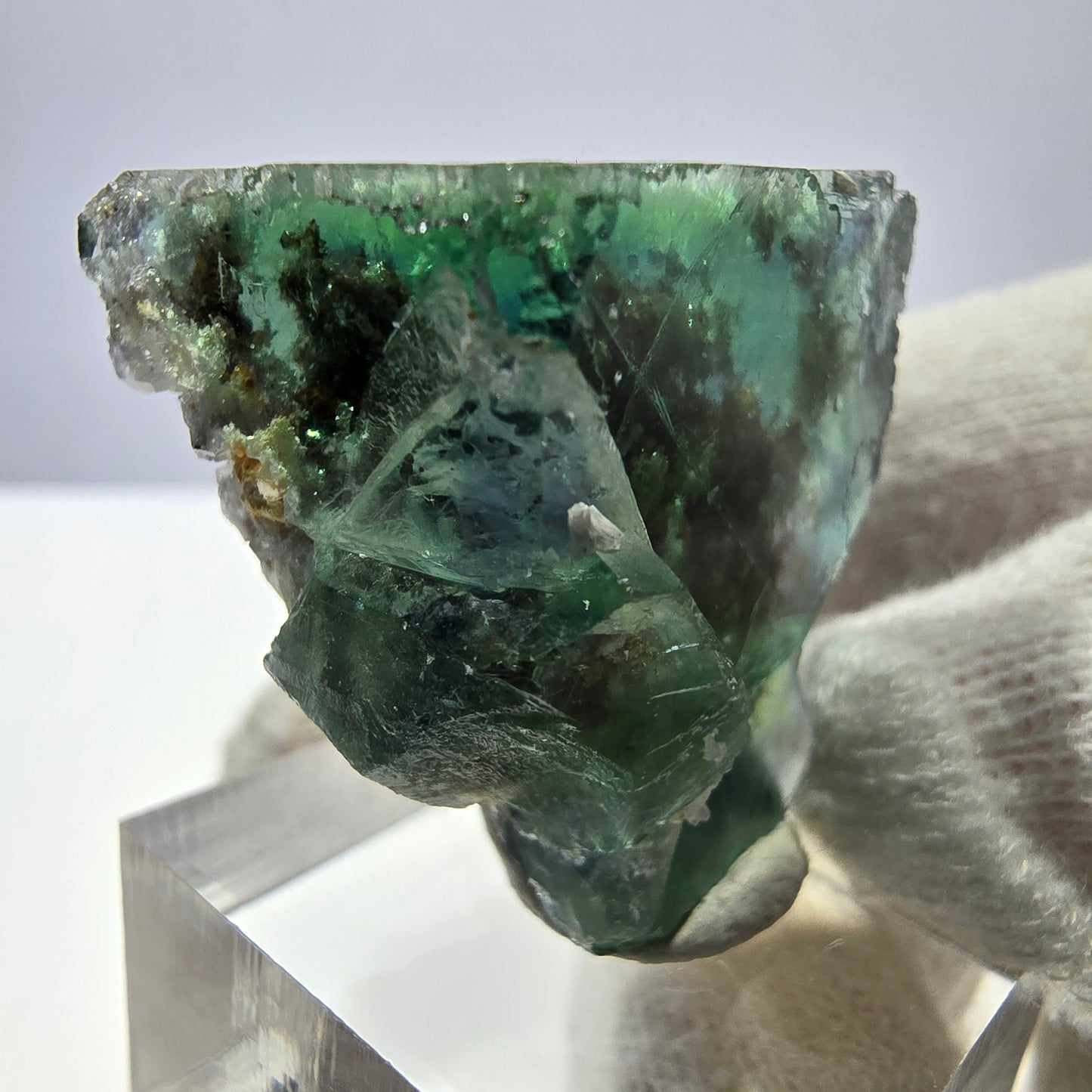 Spécimen de cube de fluorite fantôme très clair, vert turquoise Okorusu, Namibie 35*32*21mm 