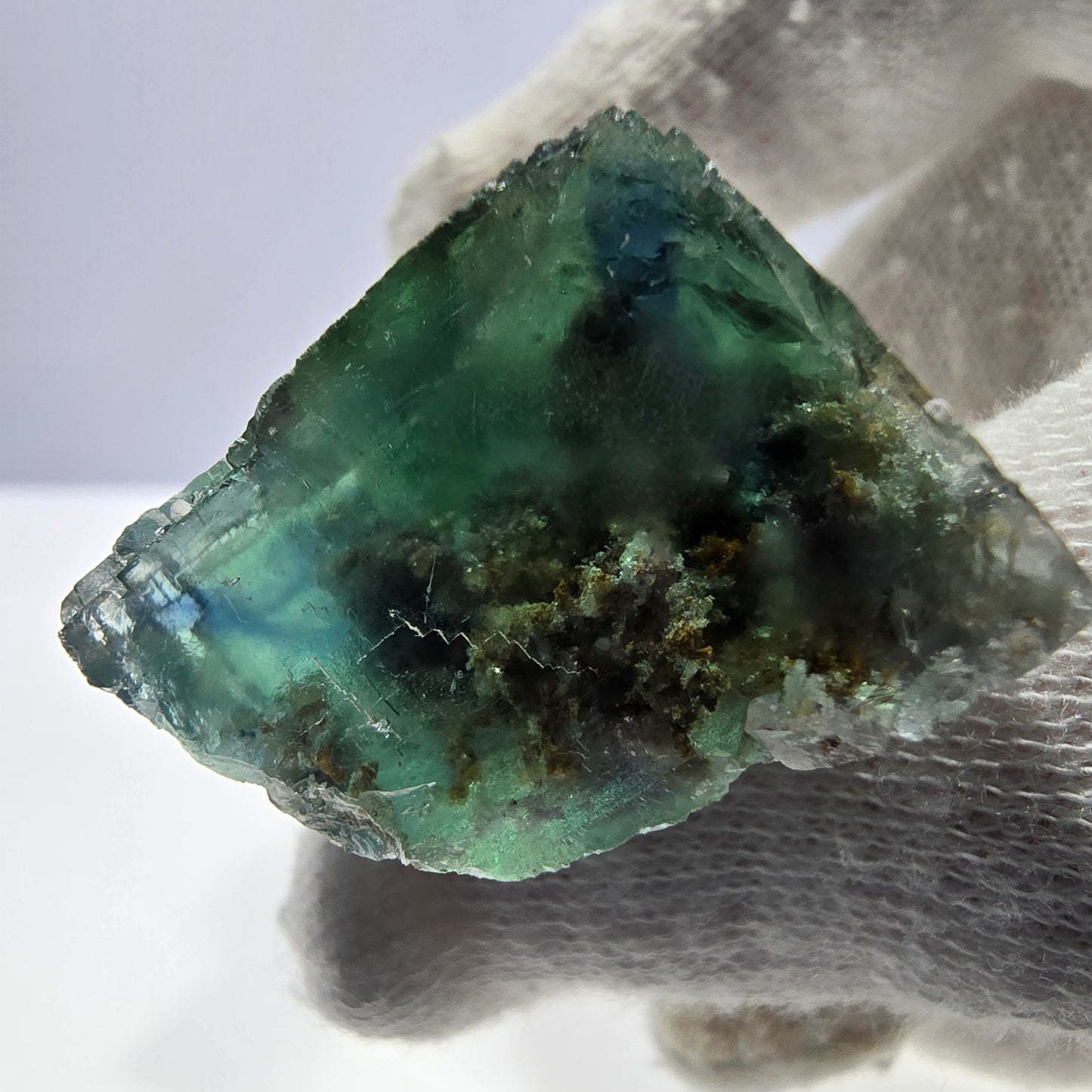 Spécimen de cube de fluorite fantôme très clair, vert turquoise Okorusu, Namibie 35*32*21mm 